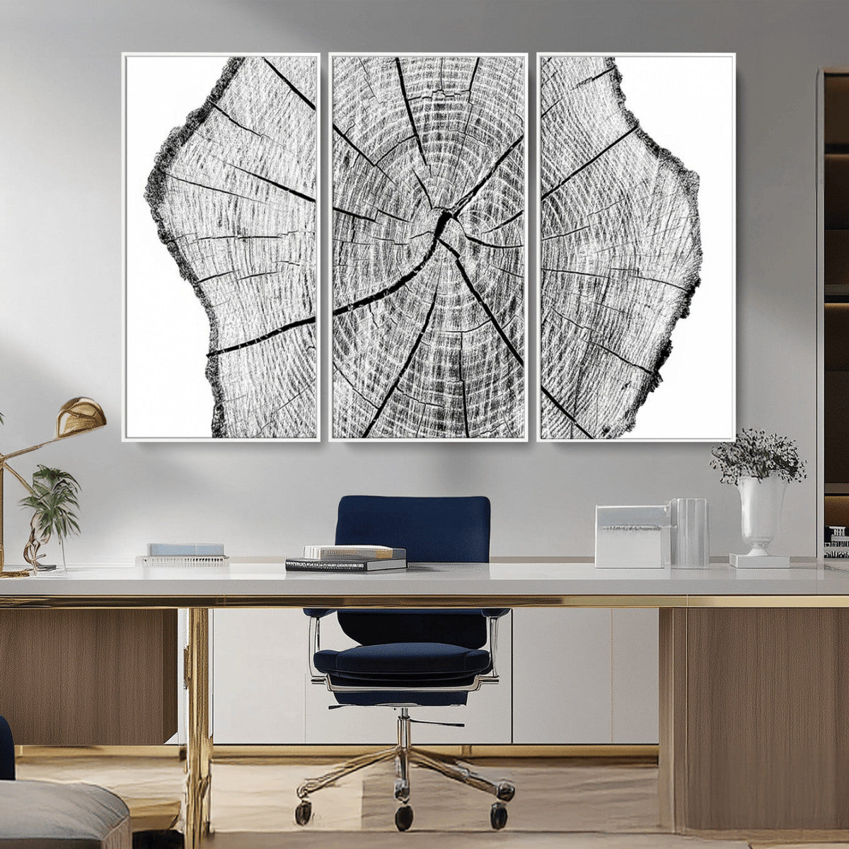 Rustic Tree Ring Wall Art Canvas Print – Framed and Ready to