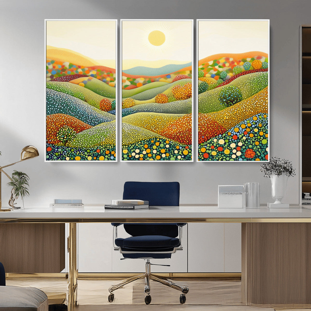 YAYOI KUSAMA Wall Art - Colorful Dot Art Landscape Canvas,