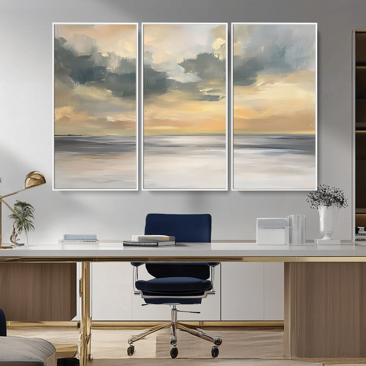 Modern Coastal Artwork with Vibrant Abstract Ocean Waves