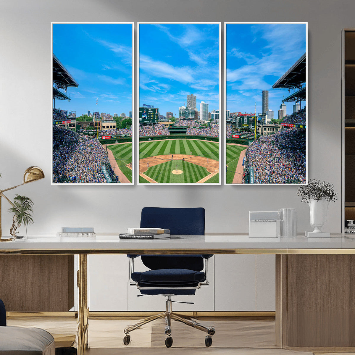 Wrigley Field Chicago Cubs Panoramic Art Multi-Piece Canvas