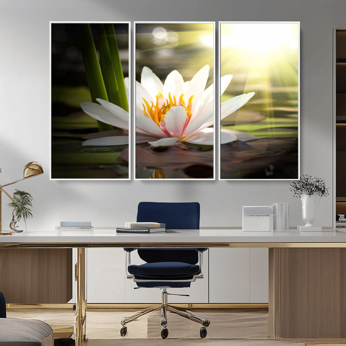 Lotus Flower Wall Art Canvas Print, Water Lily Large Wall