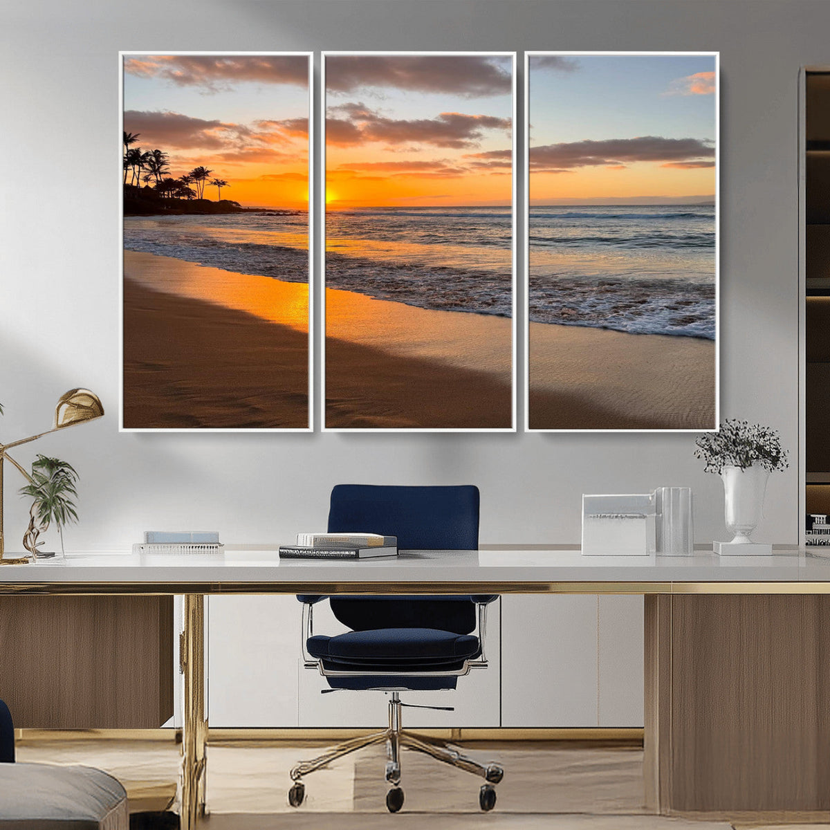 Sunset Wall Art Print - Stunning Beach Sunset Canvas Artwork