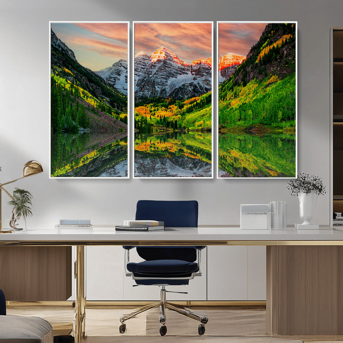 Maroon Bells Lake Wall Art Canvas Print – Framed Majestic