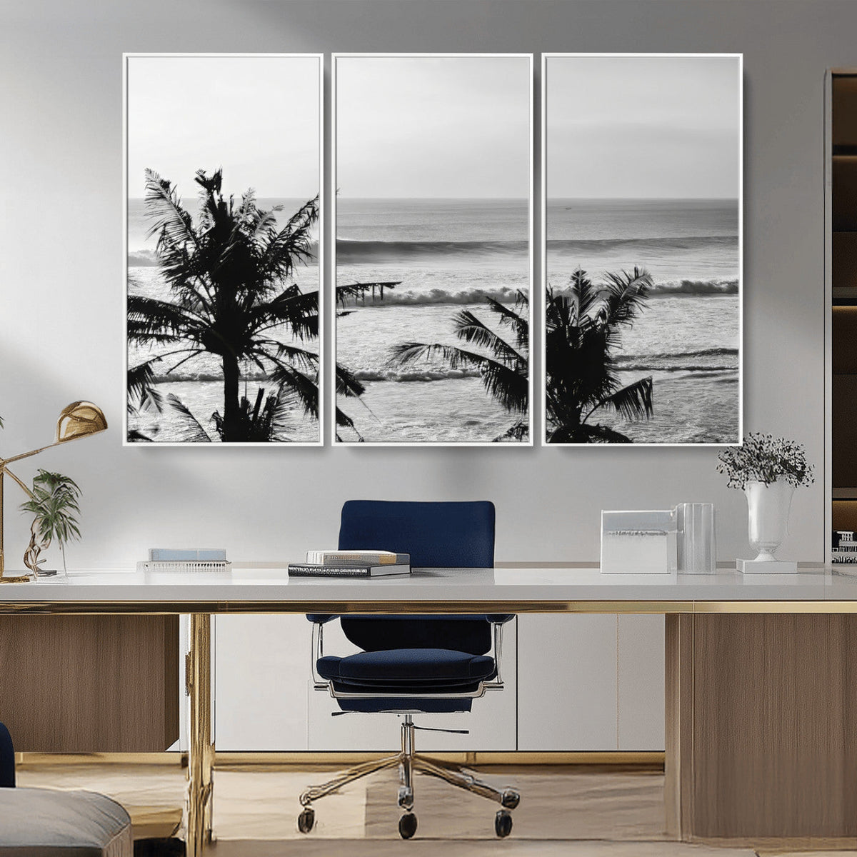 Tropical Coastline Wall Art Canvas Print – Framed Palm Trees