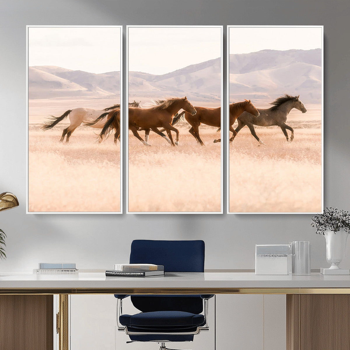 Wild Horse Wall Art Canvas Print – Framed Rustic Western Art