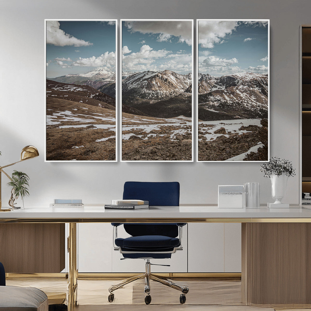 Mountain Landscape Wall Art Canvas Print – Framed Snowy