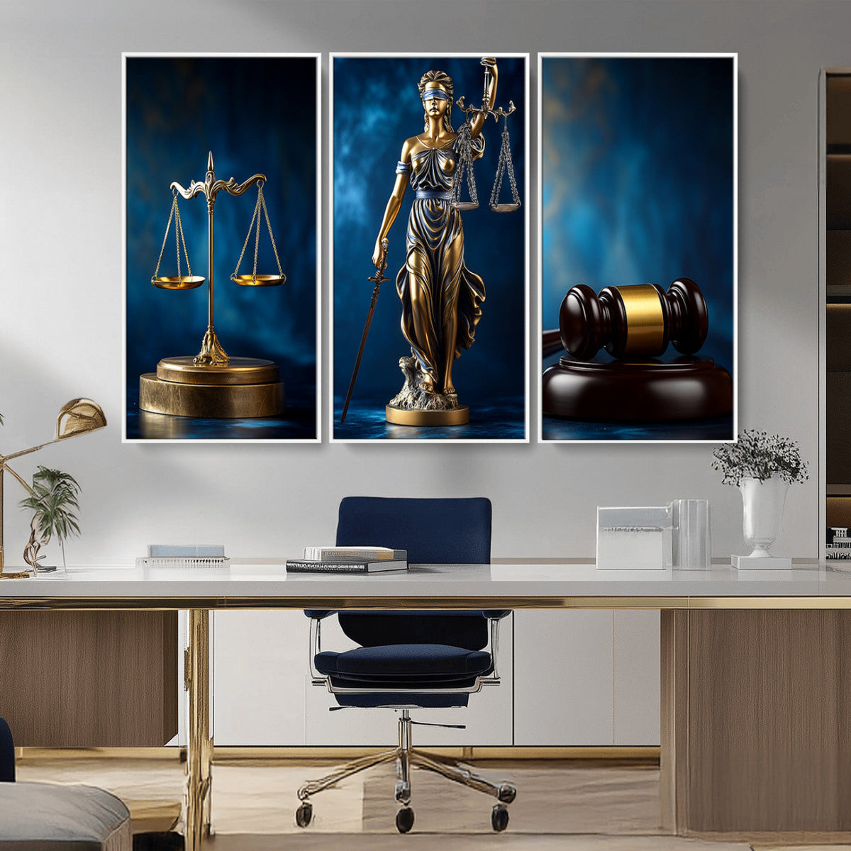 Lady Justice Wall Art Canvas Print – Elegant Gold Legal