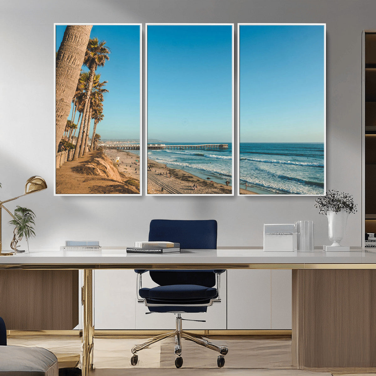 Scenic Beach Wall Art Canvas Print – Tall Palm Trees, Sandy