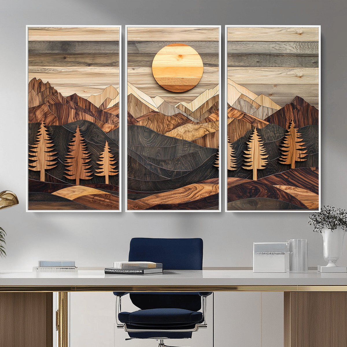 Wood Mountain Wall Art Canvas Print – Layered Forest and