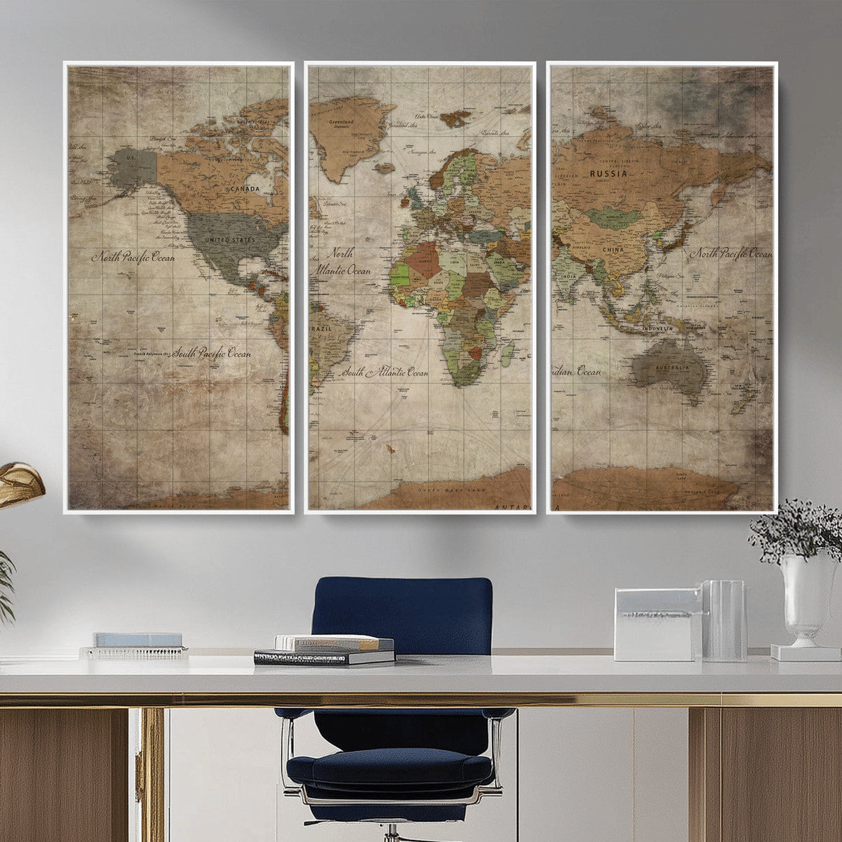 World Map Canvas Print – Framed Travel Map Wall Art for