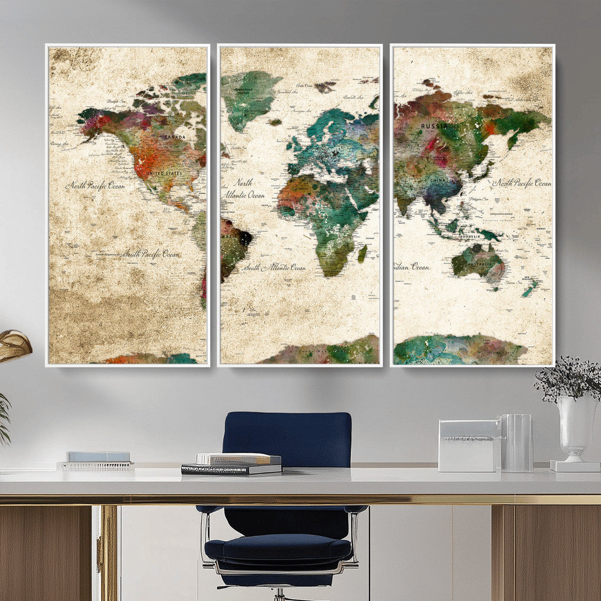 World Map Canvas Print – Framed Detailed Map of the World