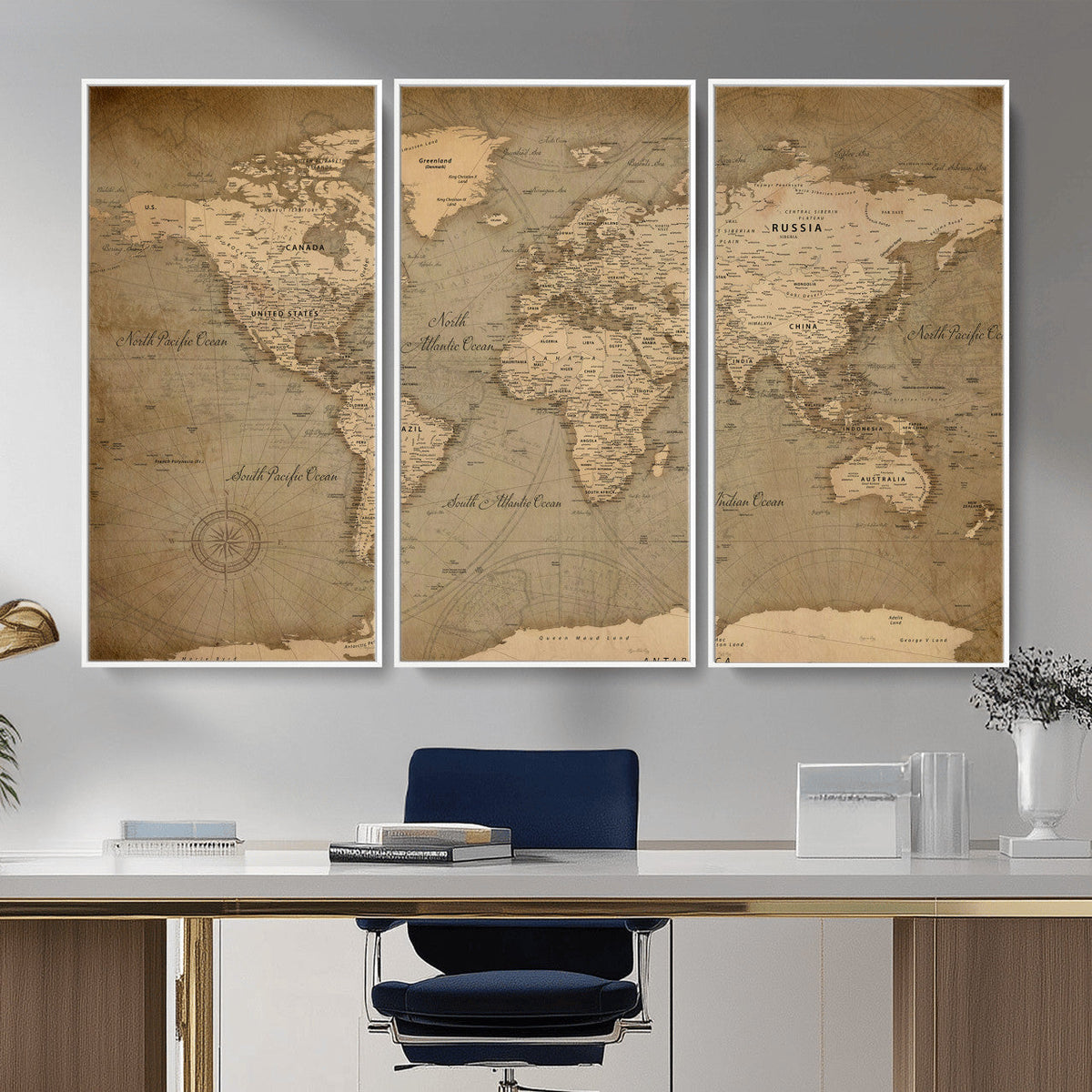 World Map Canvas Print – Framed Travel Map Wall Art for