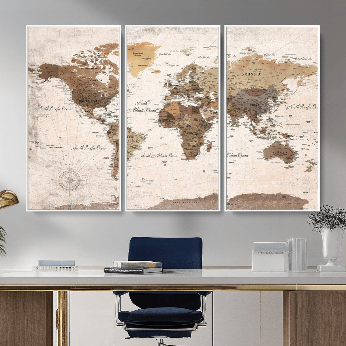 World Map Canvas Print – Framed Travel Map Wall Art for