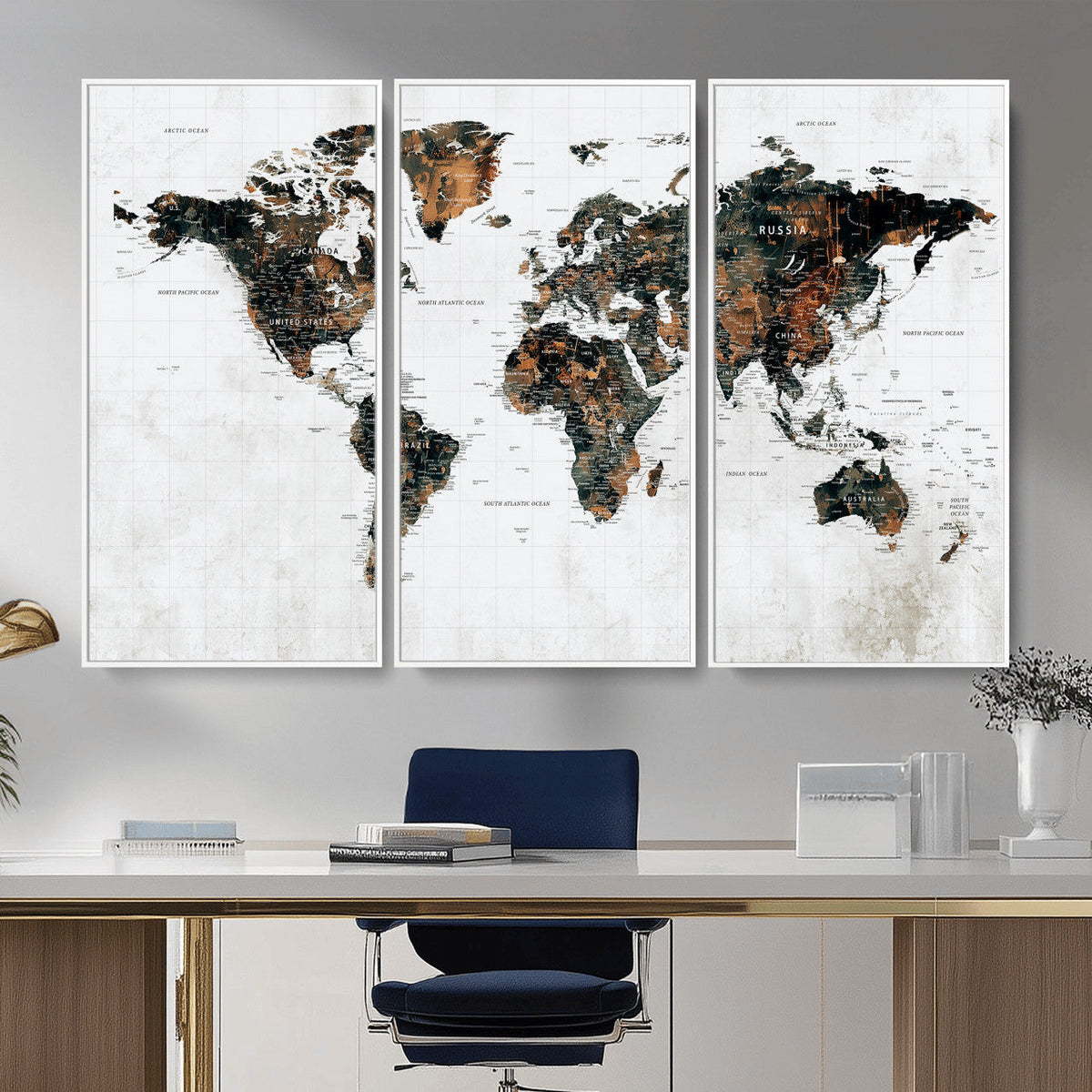 Large World Map Canvas Print – Framed Travel Map Wall Art