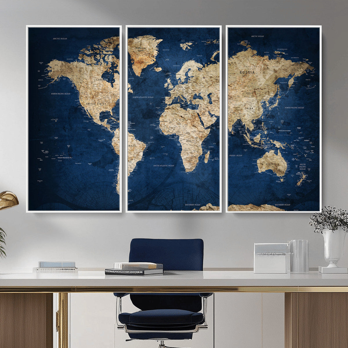 World Map Canvas Print – Framed Travel Map Wall Art for