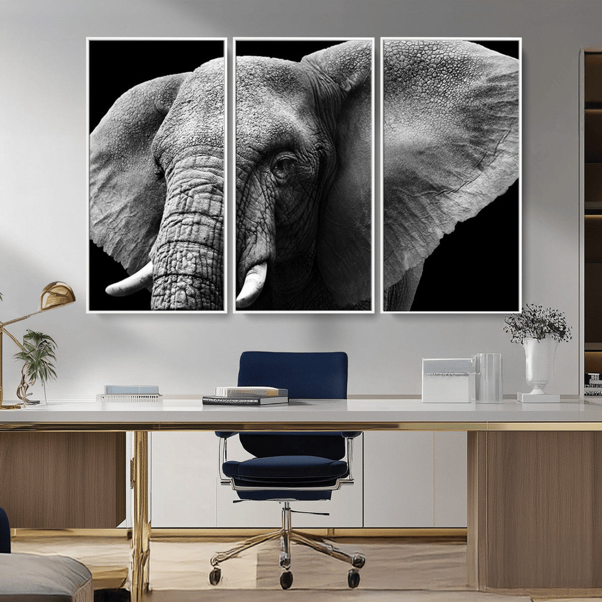 Big Elephant Close Up Wall Art Canvas Print
