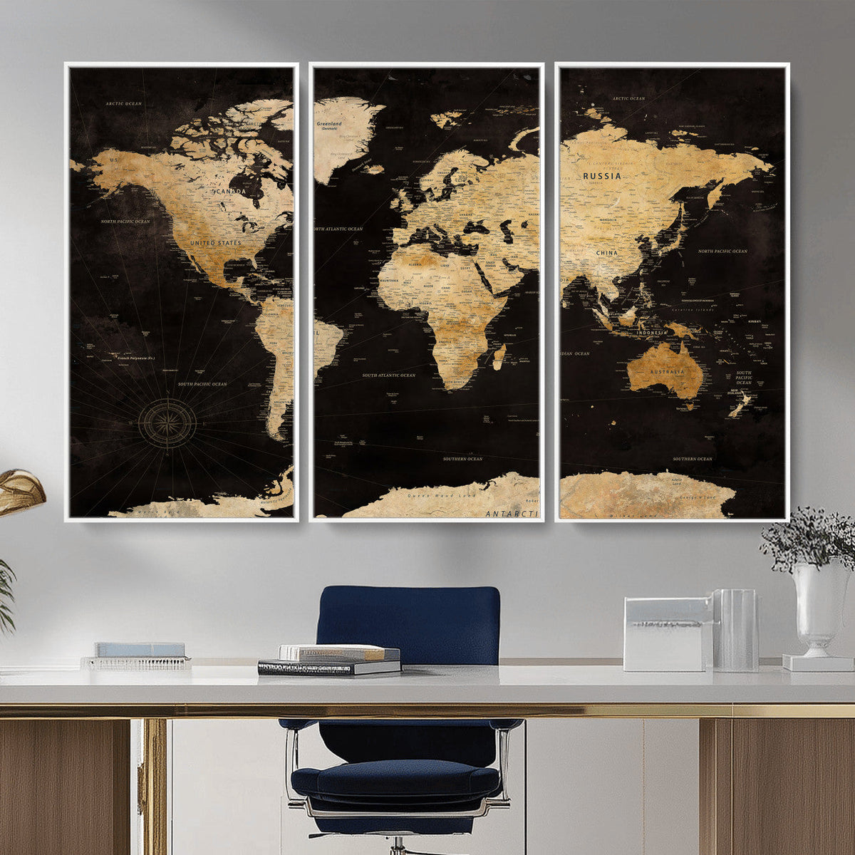 Extra Large World Map Canvas Print – Detailed Map Classic