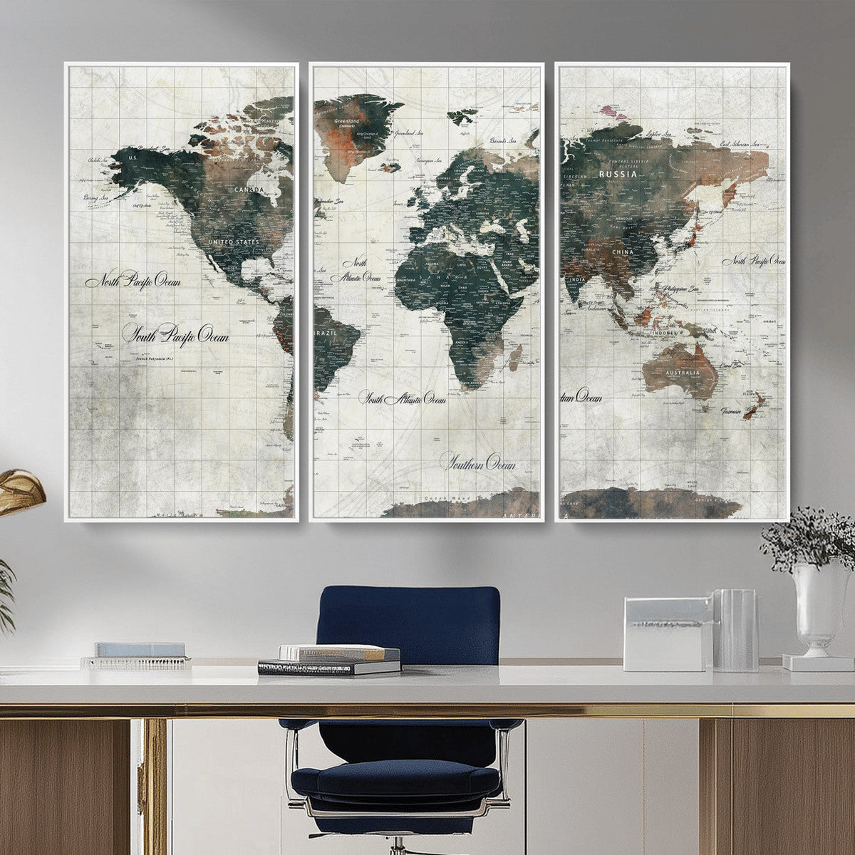 World Map Canvas Print – Framed Travel Map Wall Art for