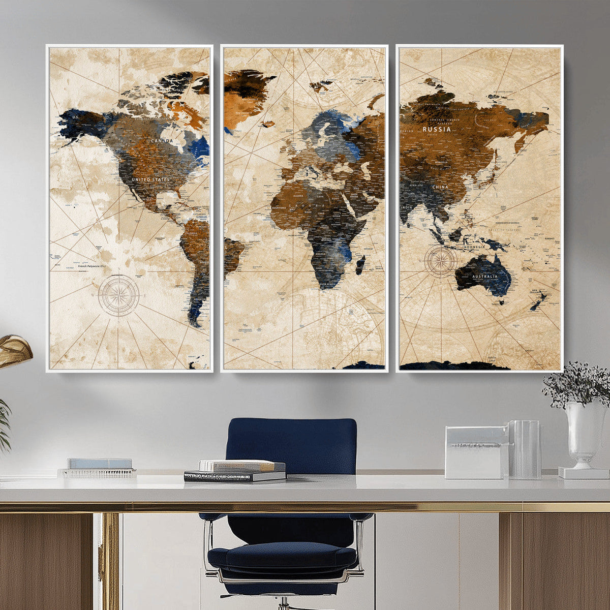 World Map Canvas Print – Framed Travel Map Wall Art for
