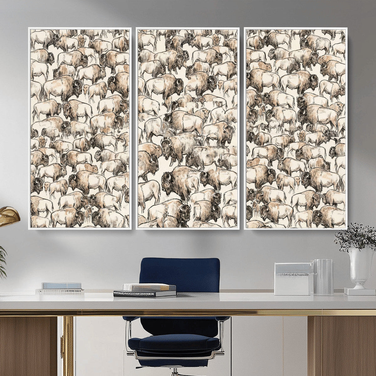 American Bison Canvas Print - Abstract Buffalo Wall Art