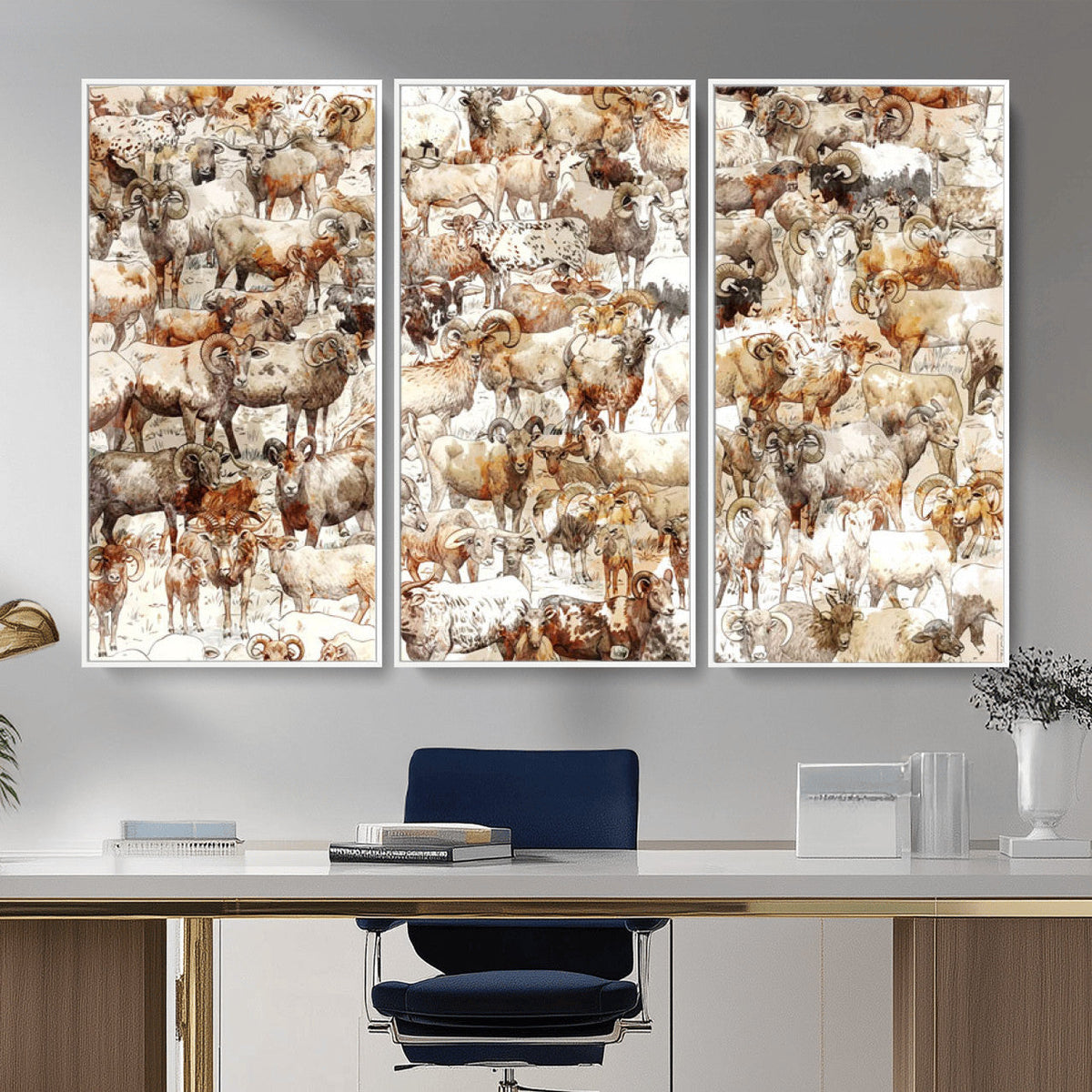 Farmhouse Bighorn Sheep Wall Art Canvas Print - Abstract