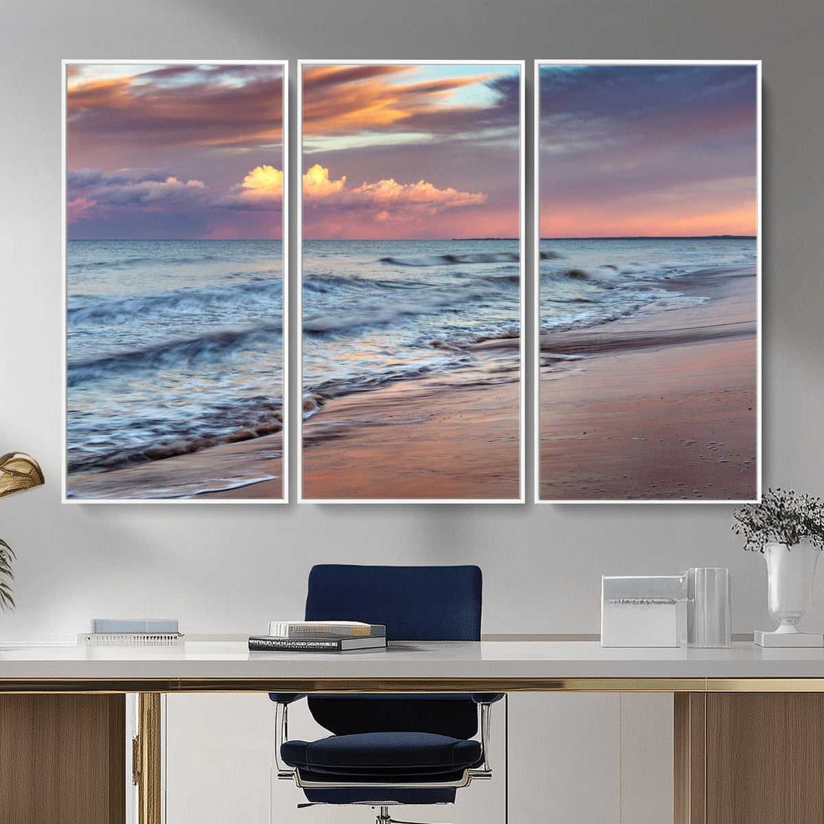 Ocean Sunset Wall Art Canvas Print – Coastal Beach