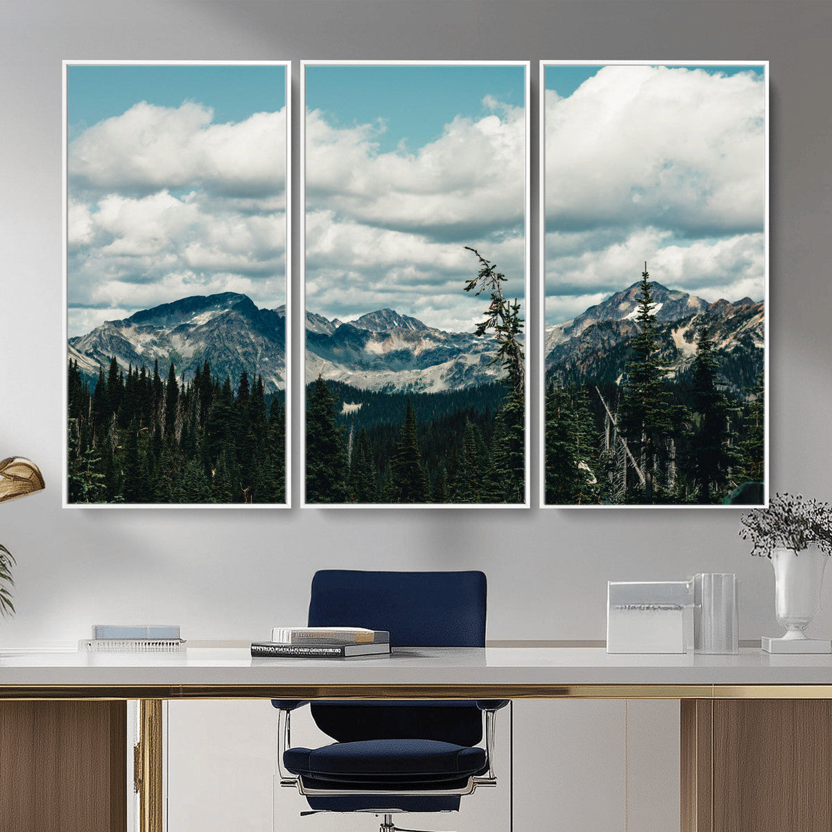 Mountain Forest Wall Art Canvas Print, Alpine Pine Tree