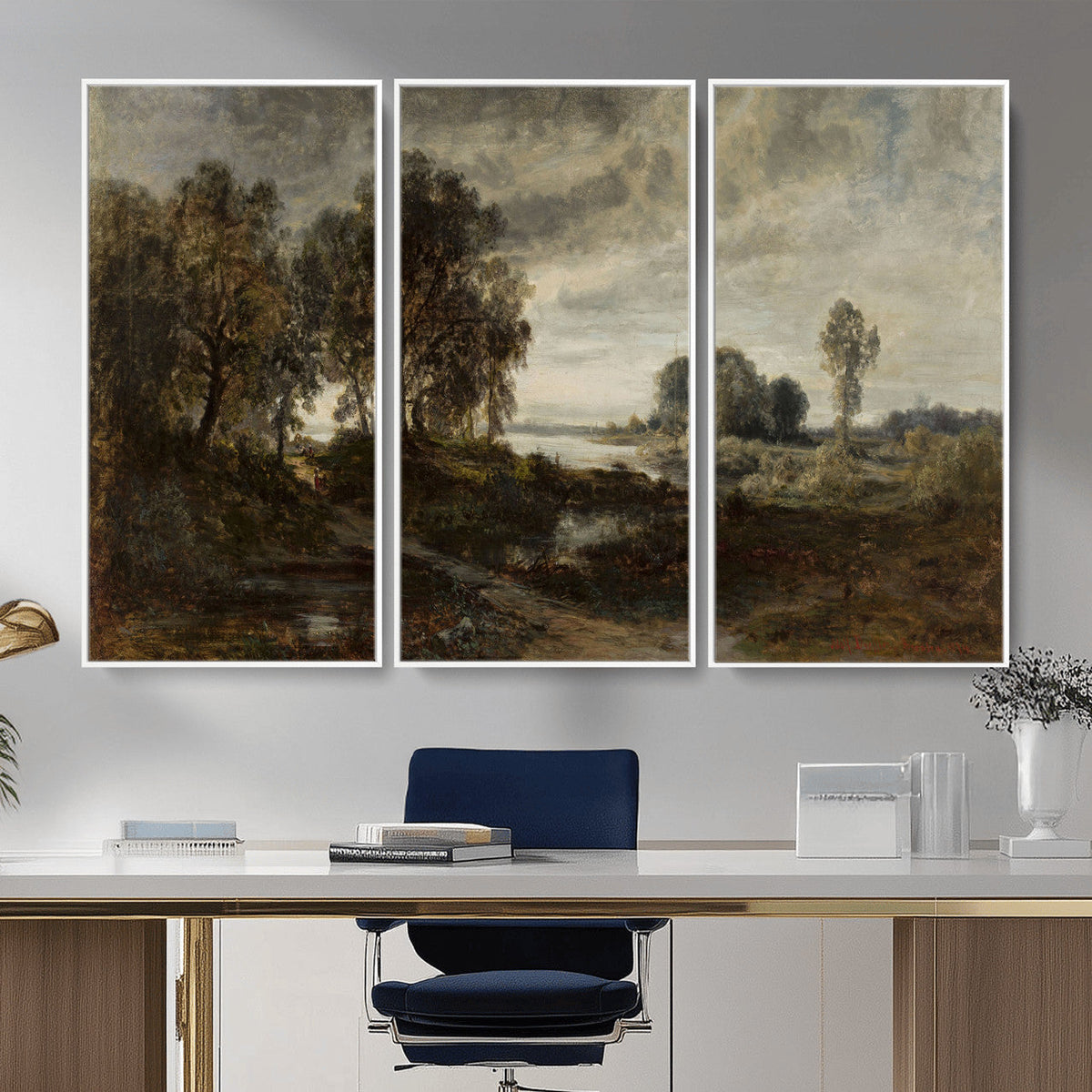 Adolf Dressler Landscape of the Oder River Wall Art Canvas