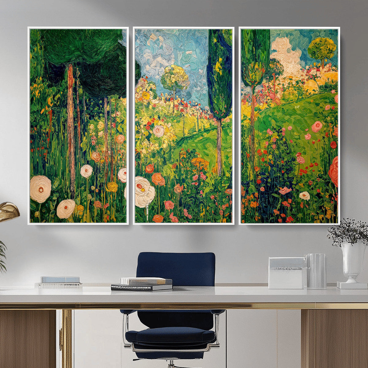 Gustav Klimt Boho Mountain Landscape Large Wall Art,