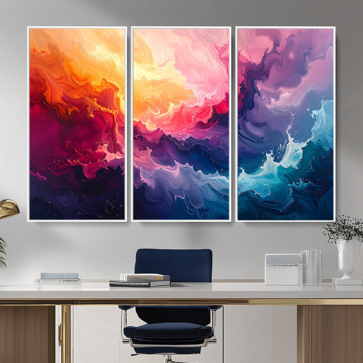 Colorful Abstract Canvas Wall Art Print, Vibrant Popup Color Art Print