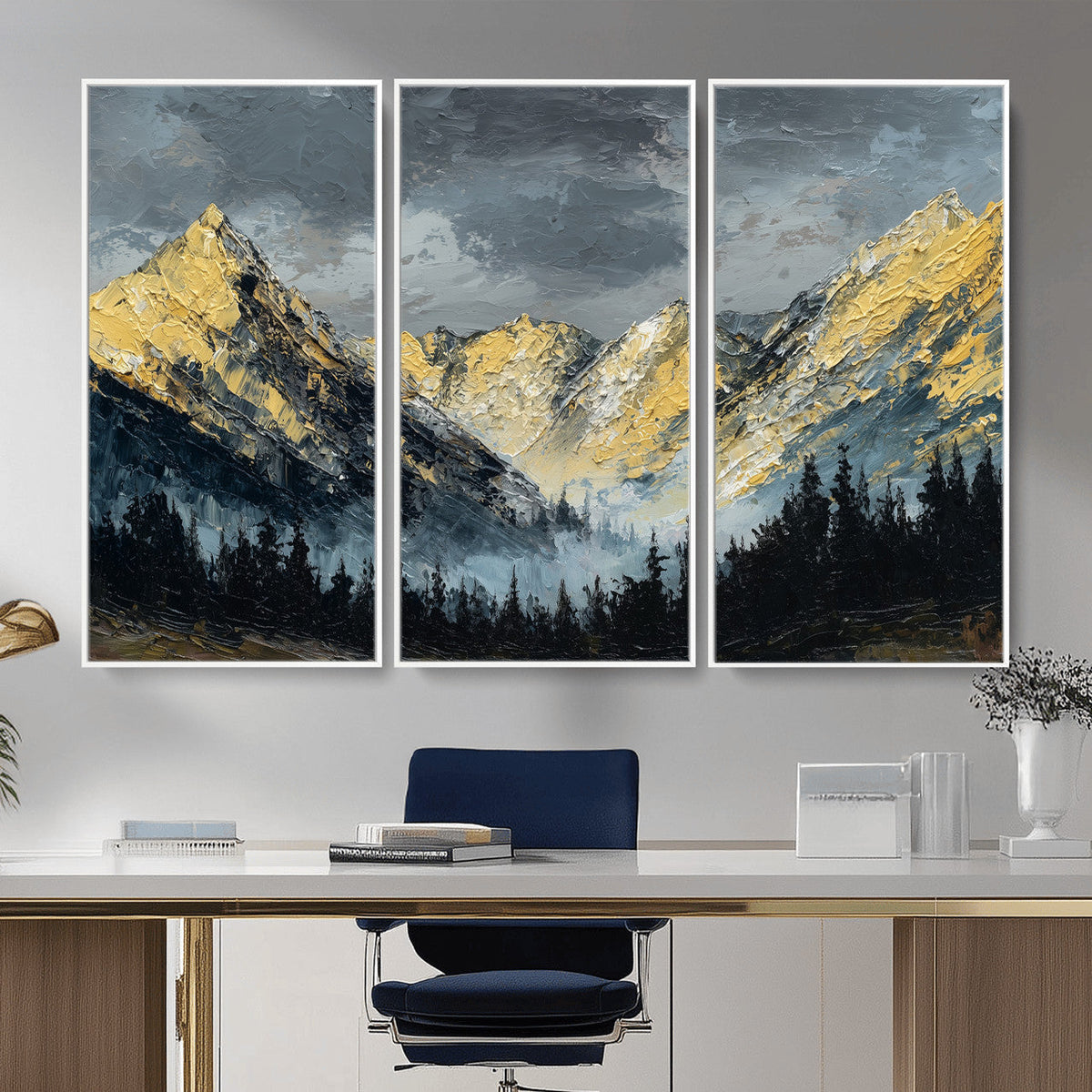 Abstract Mountain Wall Art Canvas Print Modern Landscape Painting Print