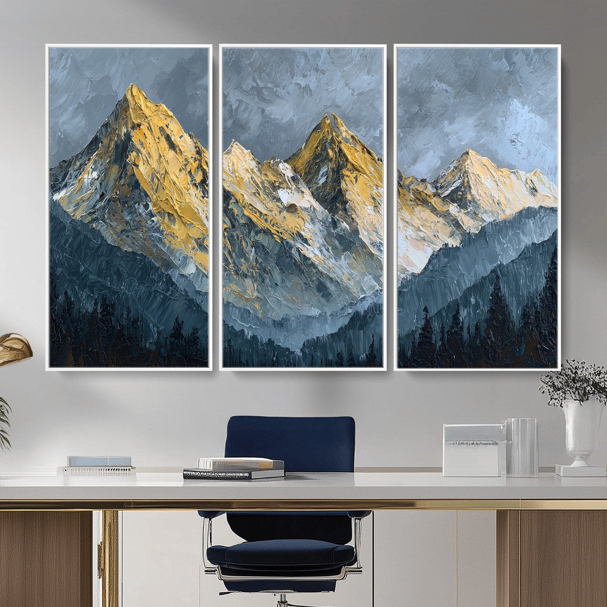 Abstract Mountain Wall Art Canvas Print Modern Landscape Painting Print
