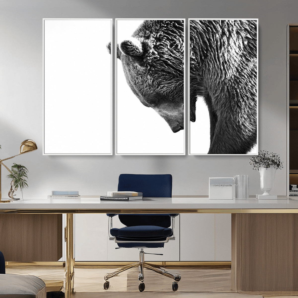 Black and White Grizzly 399 Bear Canvas Print Wall Art |