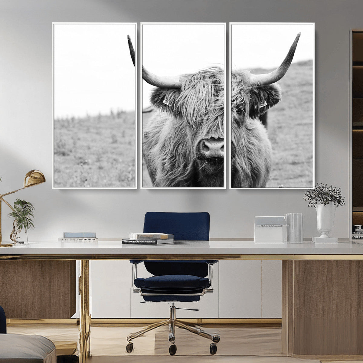 Newfoundland Cow Art Wall Art, Black White Cow Art Wall Art