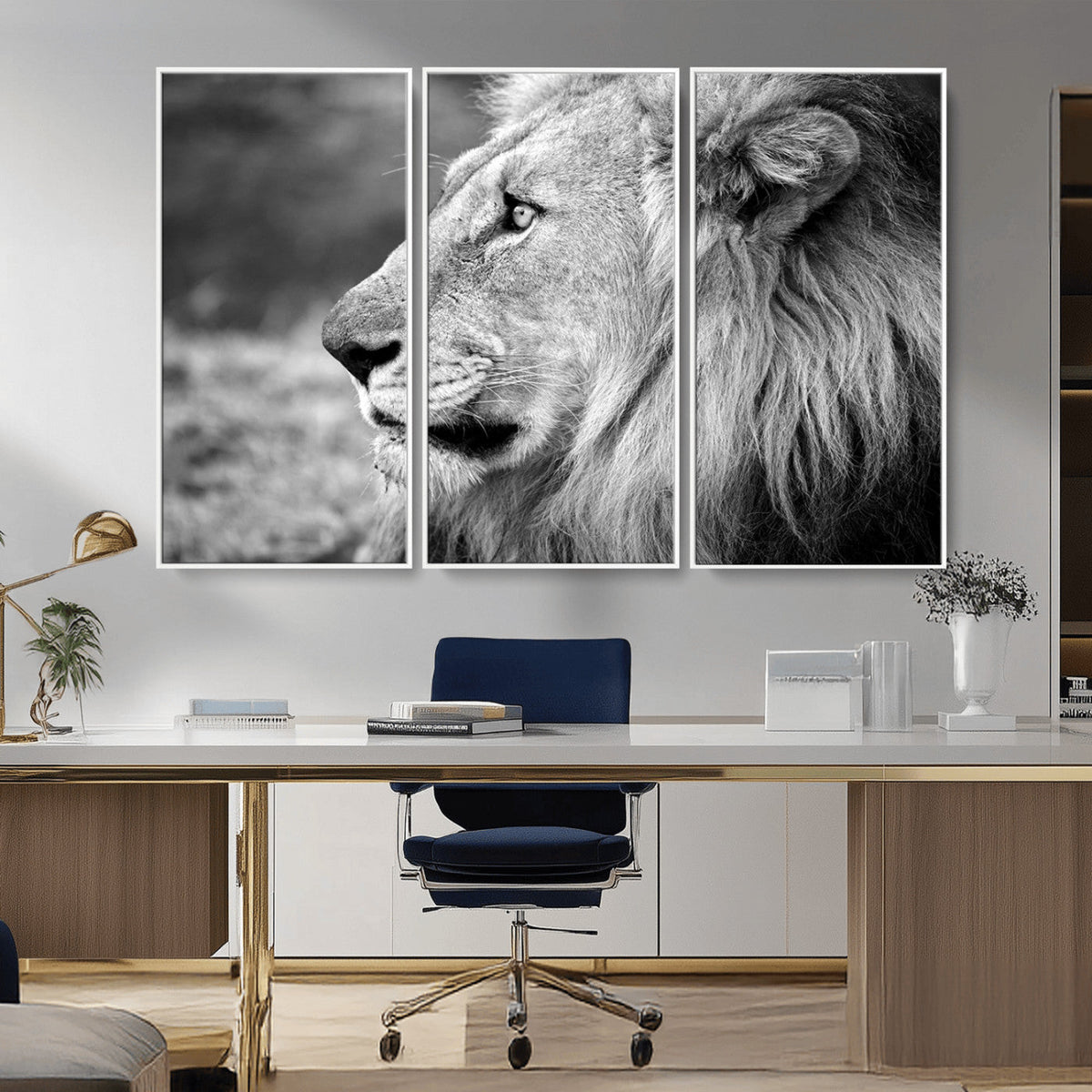 African Lion Wall Art Canvas Print – Majestic Wildlife