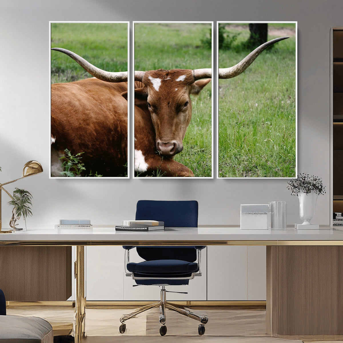 Longhorn Cow Animal Wall Art Canvas Print