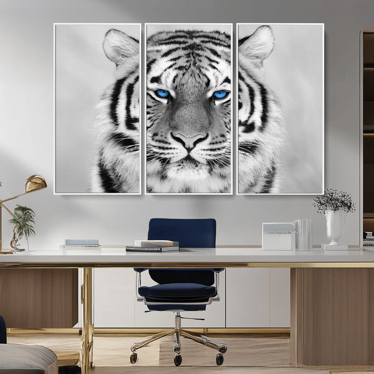 Black and White Tiger Wall Art Animal Canvas Print