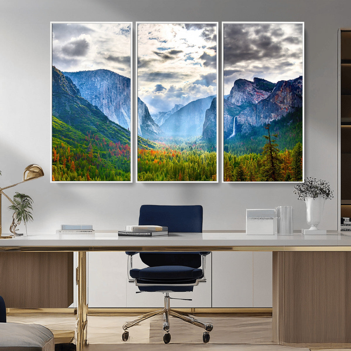 Yosemite Park Half Dome 3 Panel Canvas Print | Large Giclée