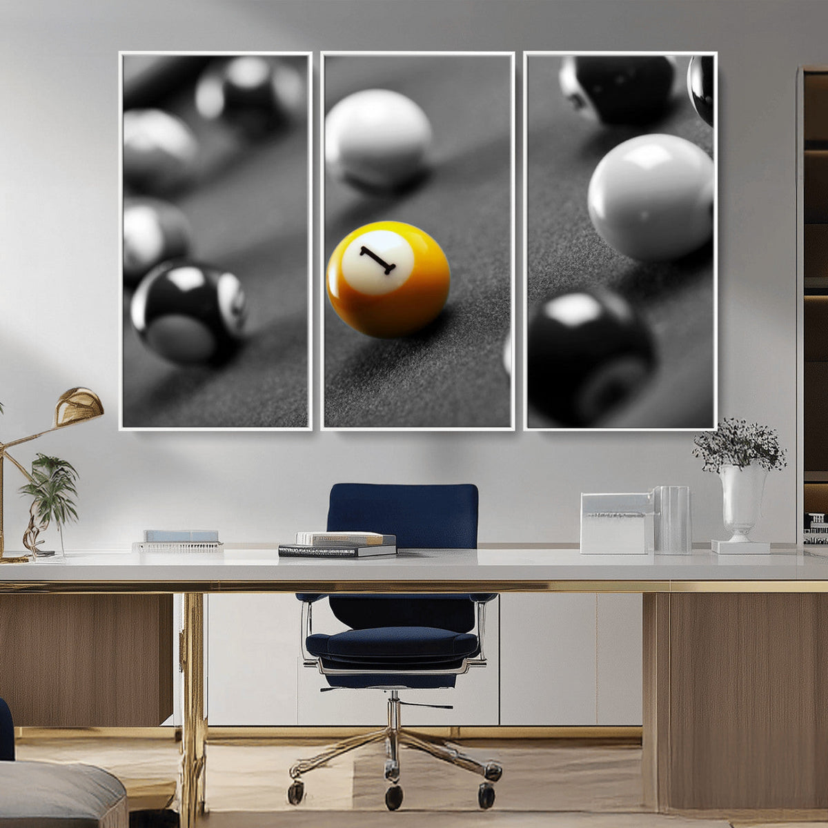 Wall Art Pool Table and Balls Canvas Print