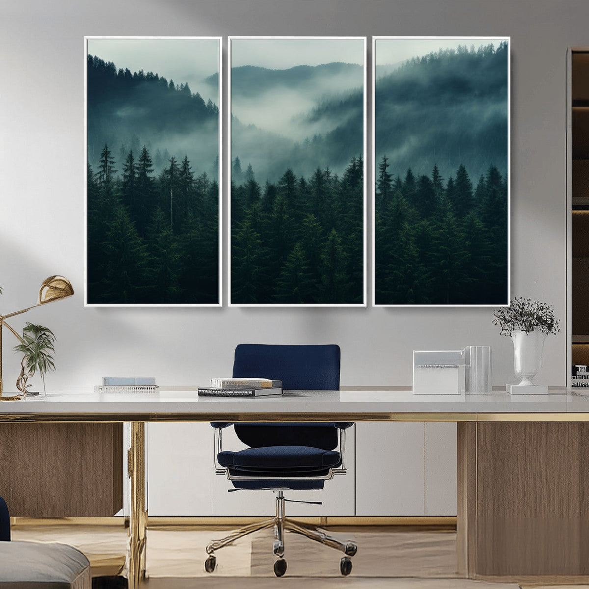 Captivating Misty Forest Wall Art Premium Canvas Print,