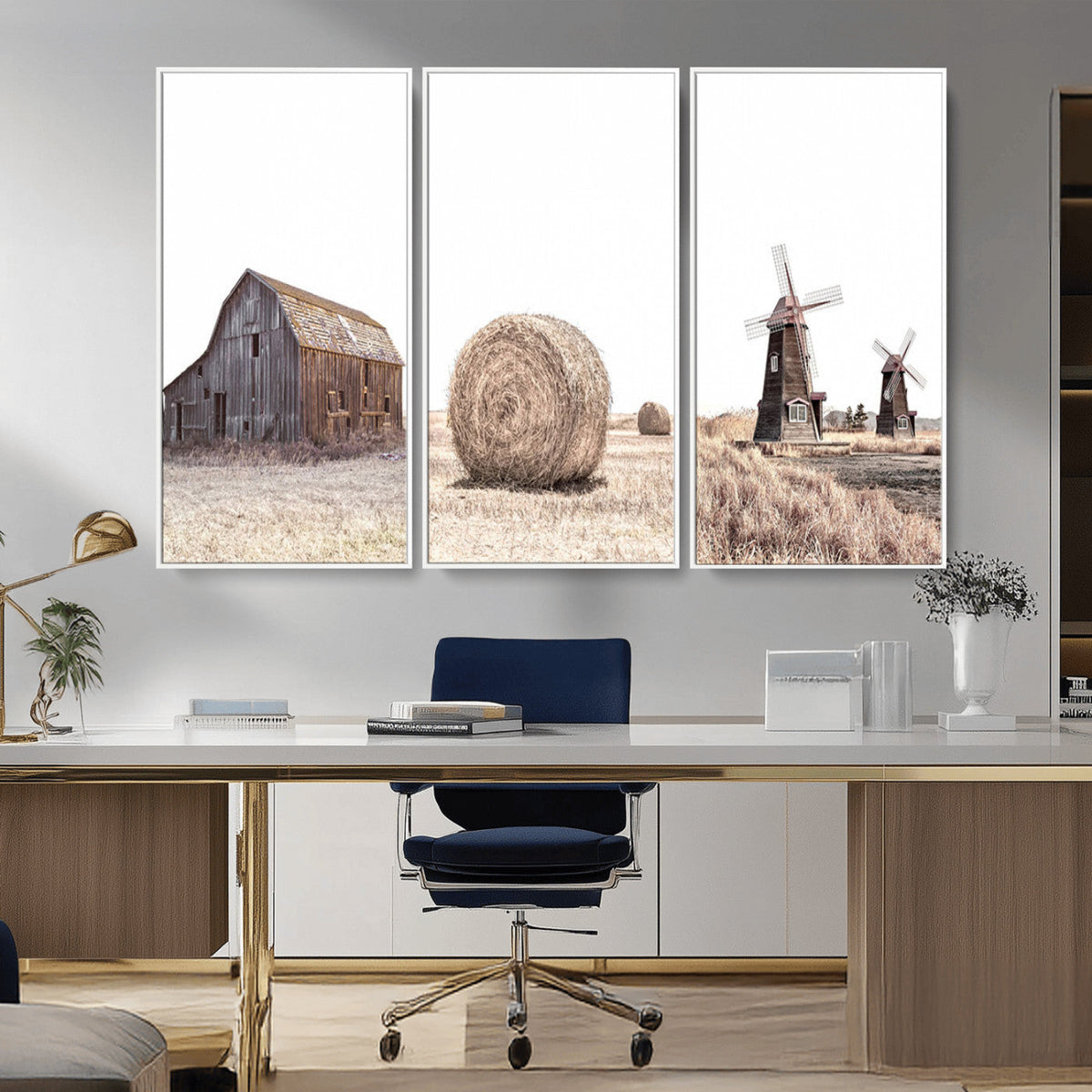 Farm Prints Set, Set of 3 Farmhouse Wall Art, Country House