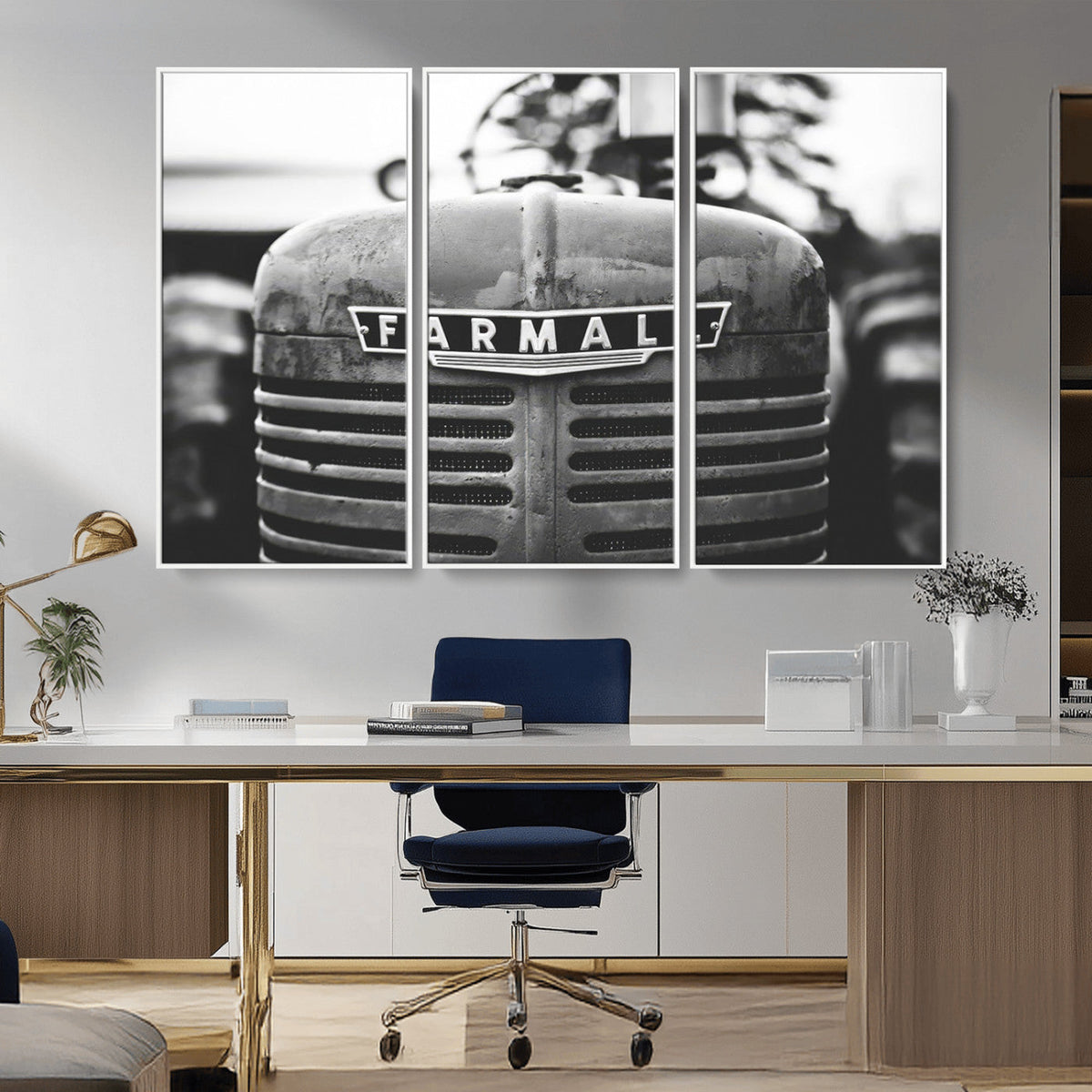 Vintage Farmall Tractor Wall Art Canvas Print, Rustic