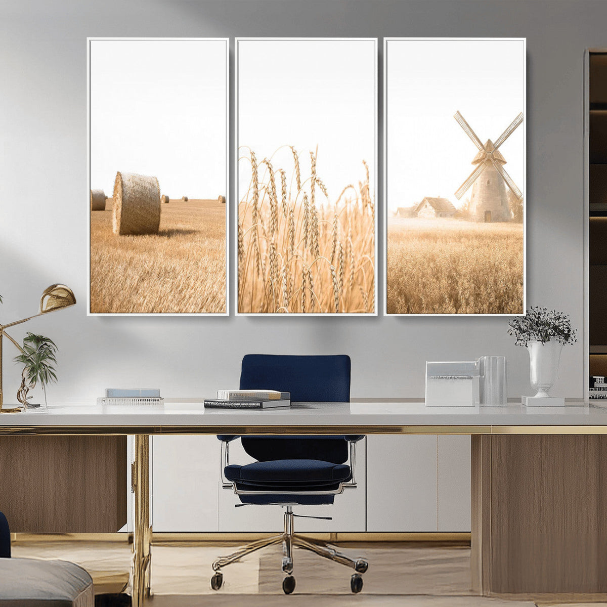 Vintage Farmhouse Triptych Wall Art – Giclée Canvas