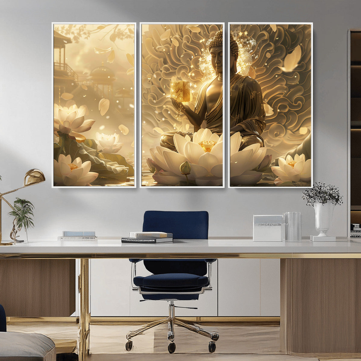 Golden Buddha Wall Art | Yoga Room Decor and Meditation Room