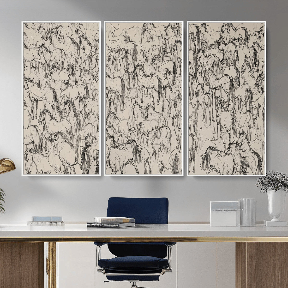 Abstract Horse Sketch Wall Art | Ready to Hang and Framed |