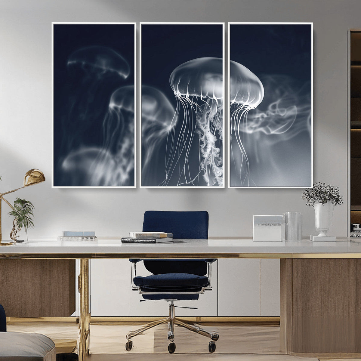 Jellyfish Wall Art Canvas Print, Modern Abstract Jellyfish