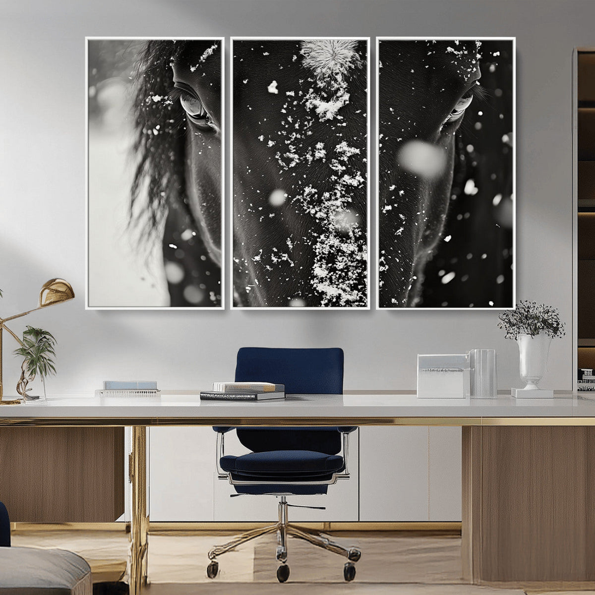 Winter Horse Snow Wall Art Canvas Print