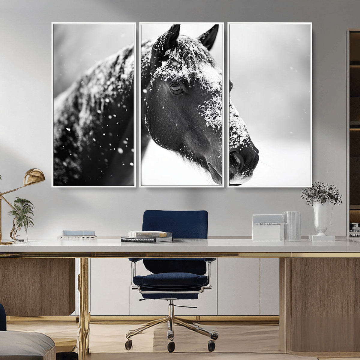 Horse Canvas Print - Winter Horse Snow Wall Art Canvas Print