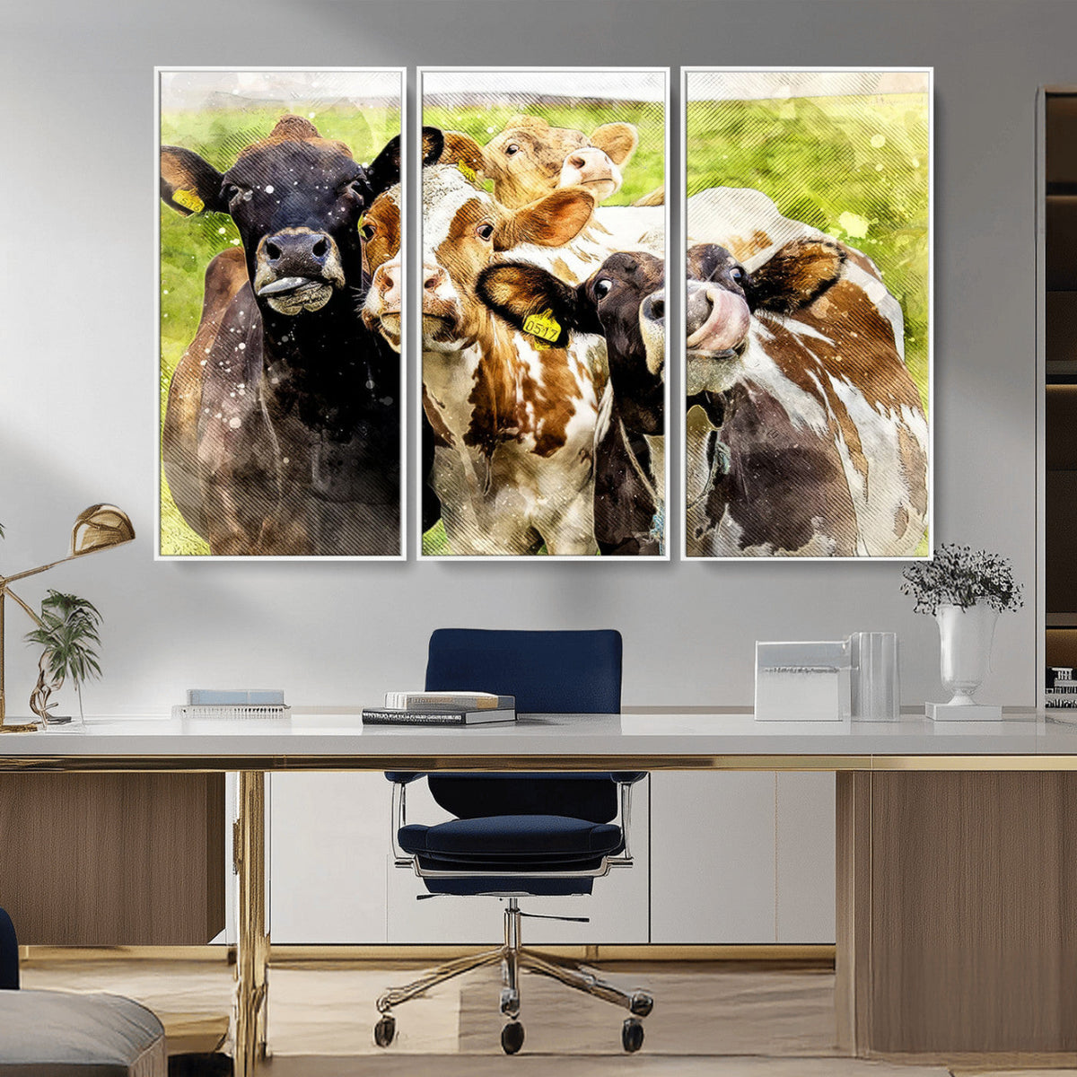 Curious Cows Farmhouse Wall Art | Ready to Hang and Framed