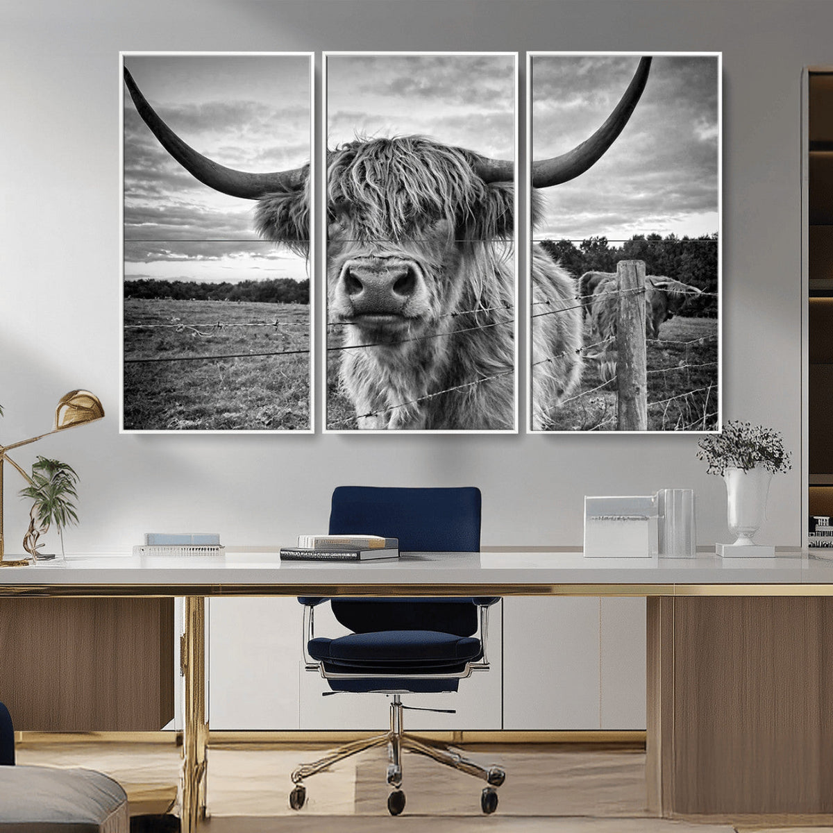 Scottish Highland Cow Wall Art Canvas Print | Ready to Hang